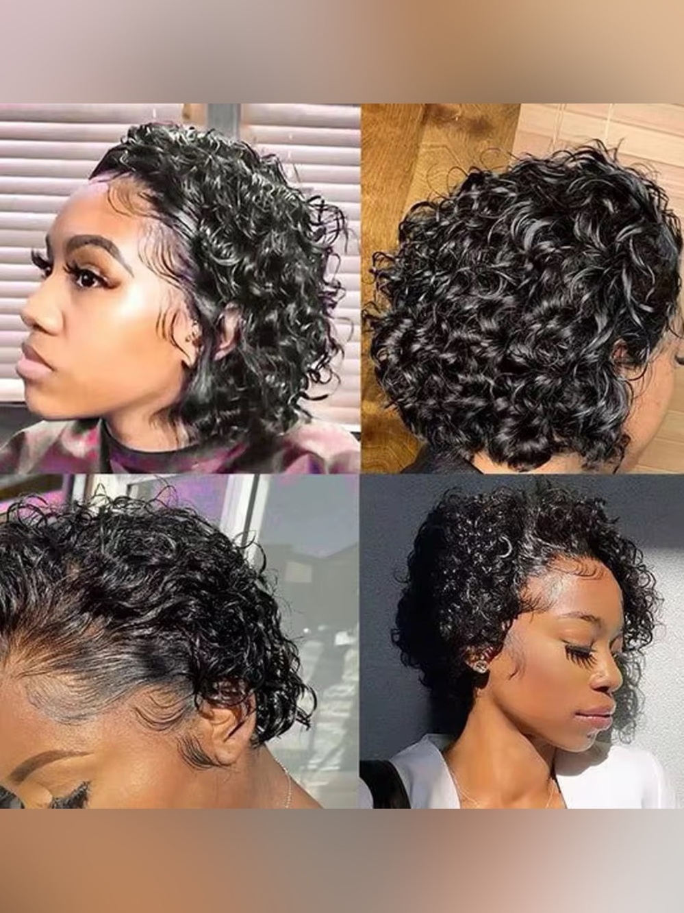New Short Curly Pixie Cut Lace Wig Front 8 inch Hd Human Hair Summer ready